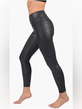 🆕 90 Degree By Reflex - Shimmery Black High-Waist Faux-Leather Leggings - NWT